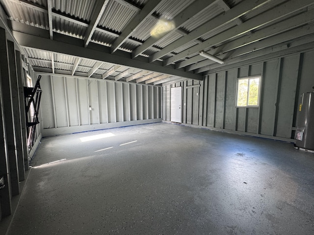 garage featuring water heater