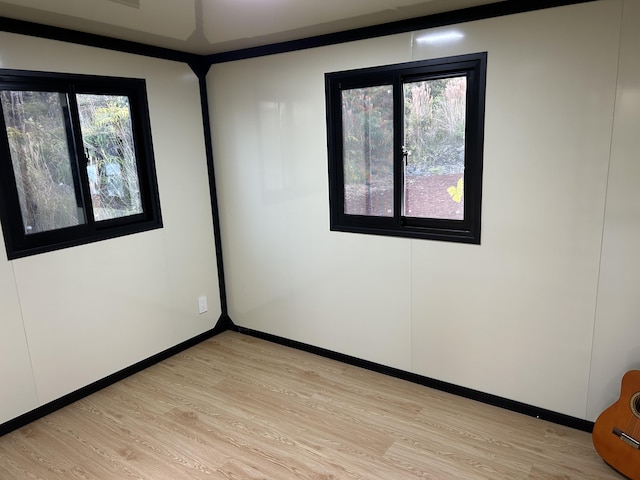 unfurnished room with a wealth of natural light and light wood-type flooring