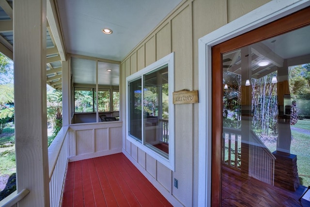 view of unfurnished sunroom