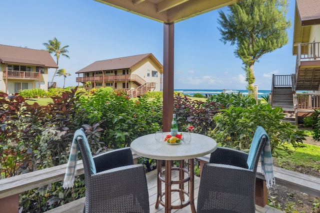 balcony with a water view