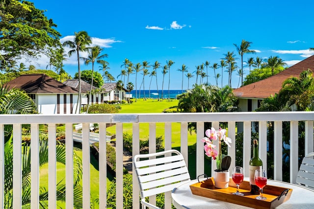 balcony with a water view