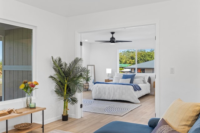 bedroom with light hardwood / wood-style flooring