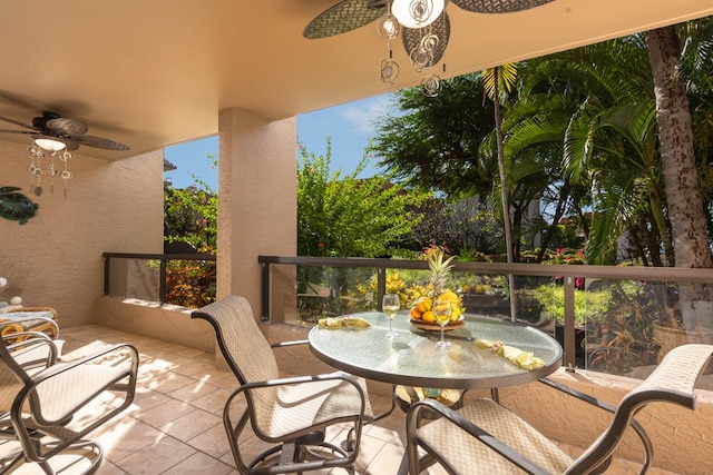 view of patio / terrace featuring ceiling fan