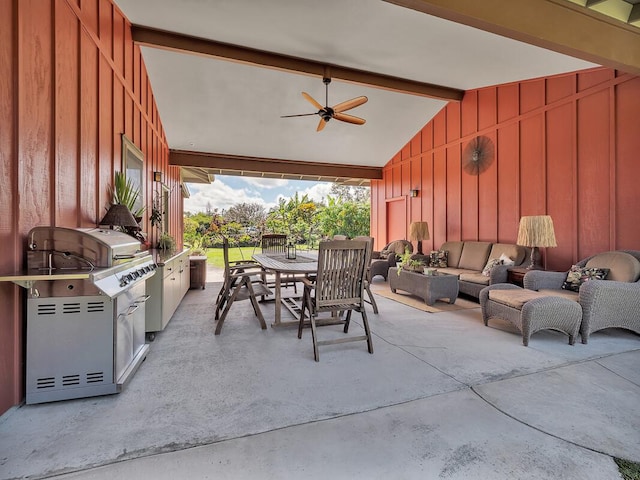 view of patio / terrace with an outdoor living space and a grill