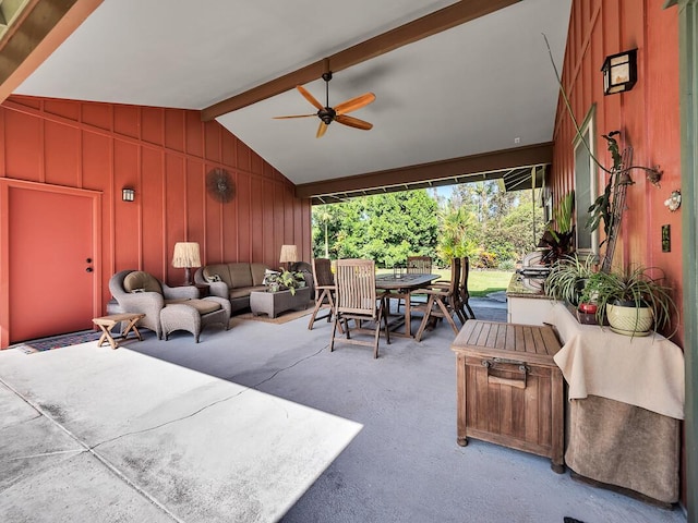 view of patio with outdoor lounge area and ceiling fan