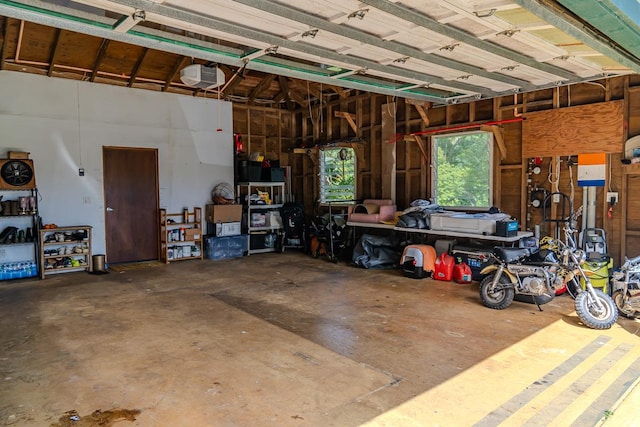 garage with a garage door opener