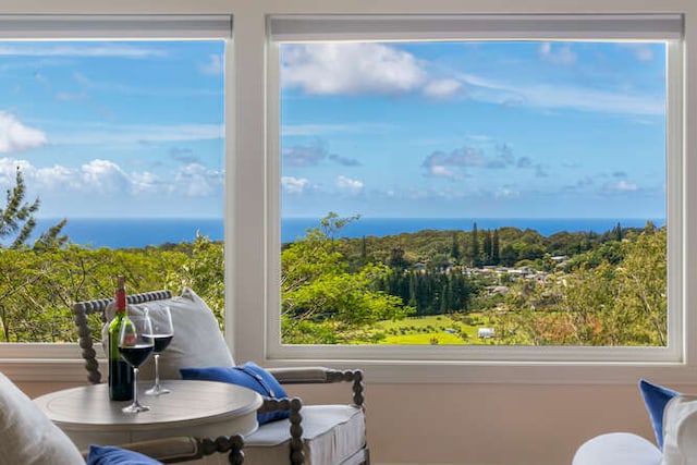 sunroom with a water view and plenty of natural light