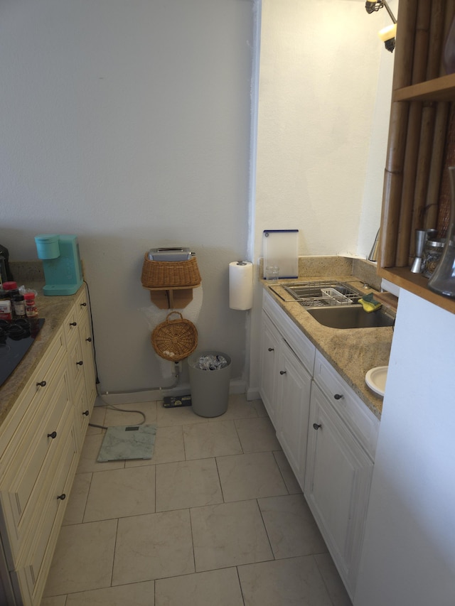 bathroom with tile patterned floors