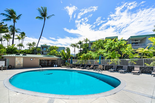 view of pool featuring a patio area