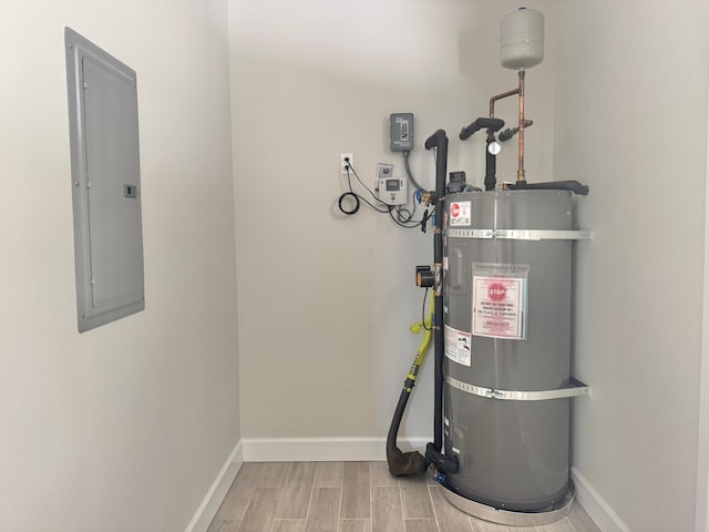 utilities featuring secured water heater and electric panel