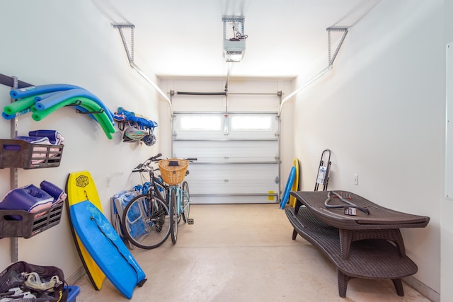 garage with a garage door opener