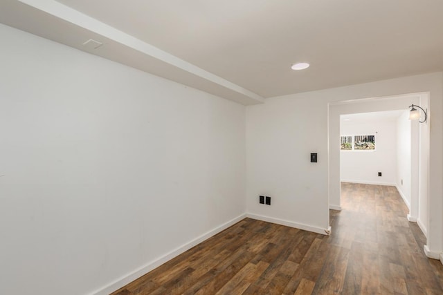 washroom with dark hardwood / wood-style floors