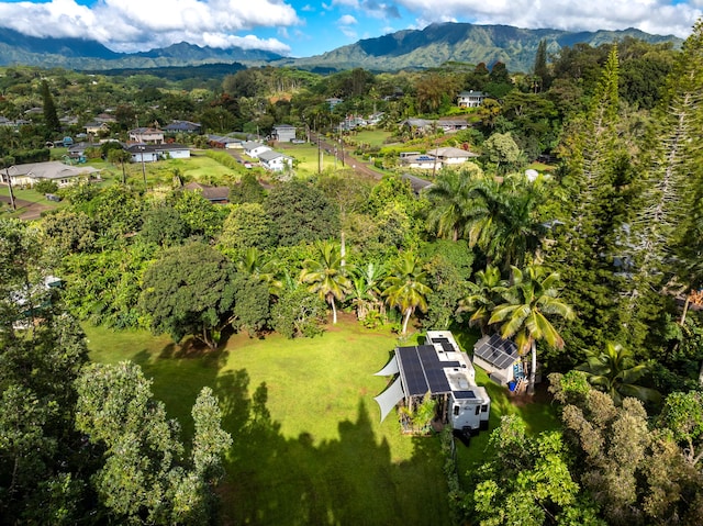 birds eye view of property with a mountain view