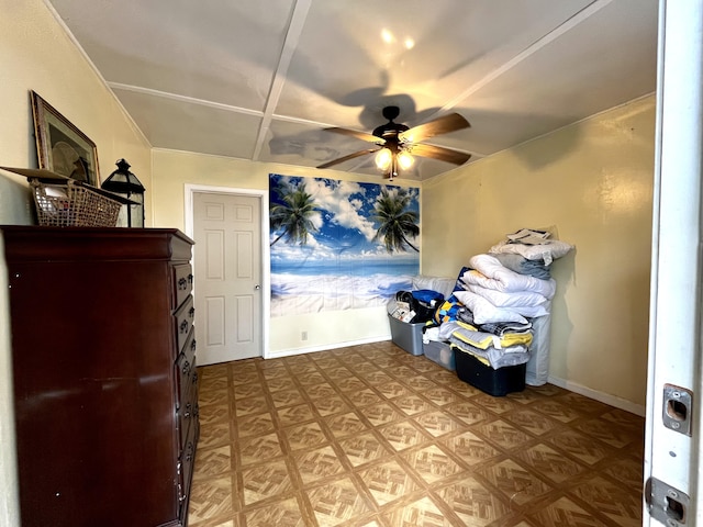 misc room featuring ceiling fan