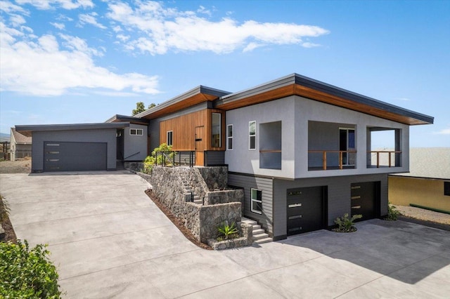 contemporary home featuring a garage