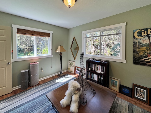 miscellaneous room with dark hardwood / wood-style floors