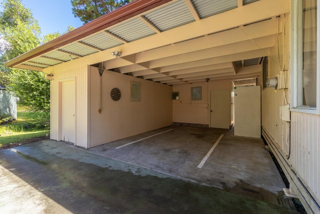 exterior space featuring a carport