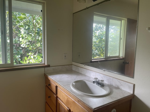 bathroom featuring vanity and a healthy amount of sunlight