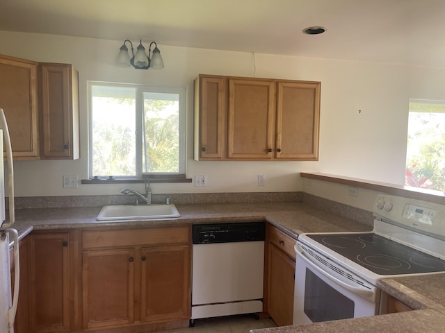 kitchen with white appliances and sink