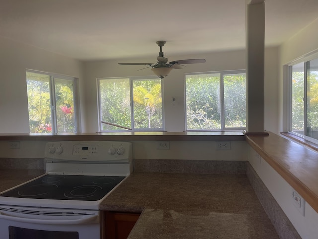 kitchen with white range with electric cooktop