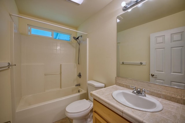 full bathroom featuring vanity, toilet, and shower / bath combination