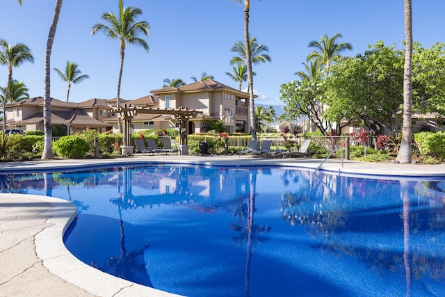 view of pool featuring a pergola