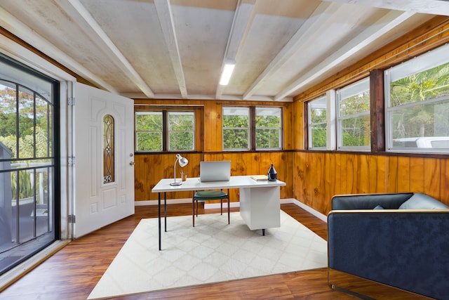 office space featuring hardwood / wood-style flooring