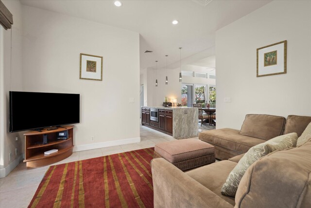 view of tiled living room