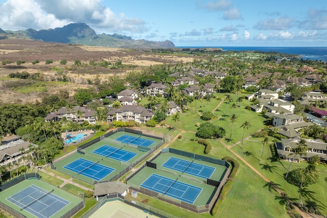 bird's eye view with a mountain view