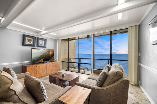 view of tiled living room