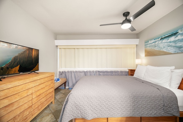 bedroom featuring ceiling fan