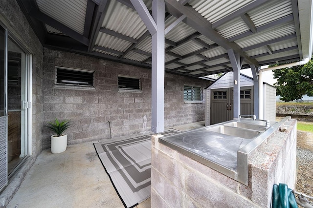 view of patio / terrace with sink