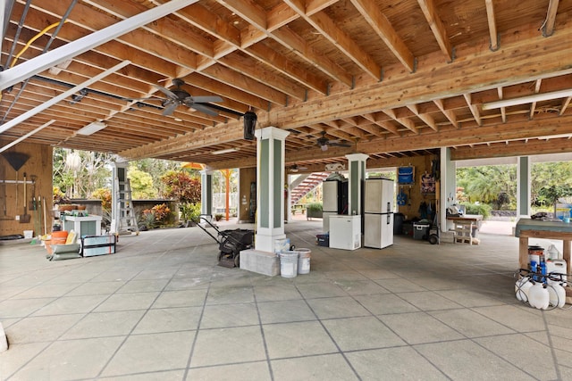 view of patio featuring ceiling fan