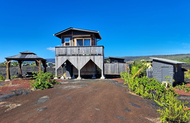 view of front of house with a gazebo