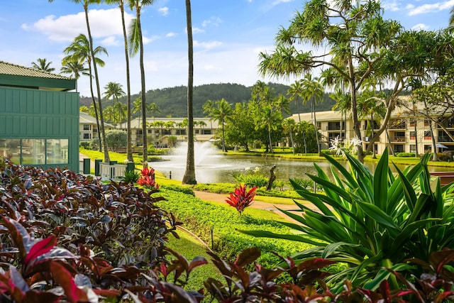 surrounding community featuring a water view