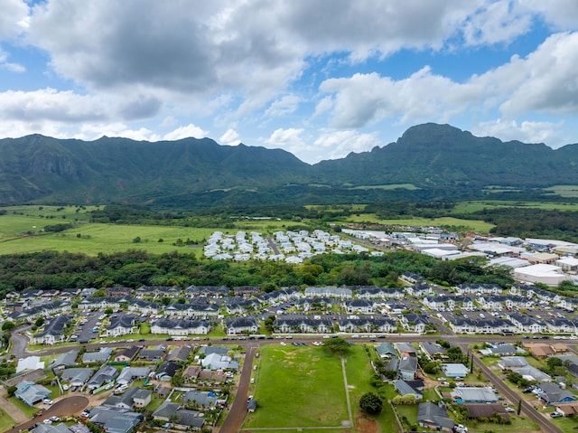 aerial view with a mountain view