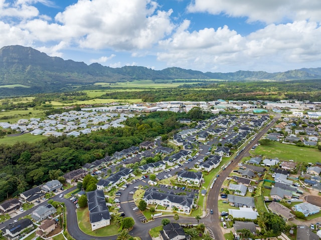 drone / aerial view with a mountain view