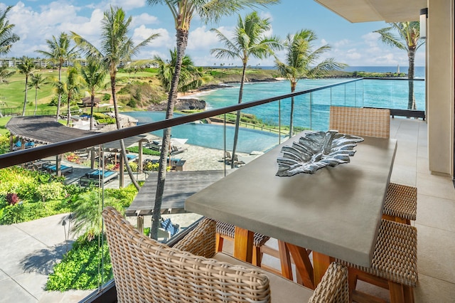 balcony with a water view