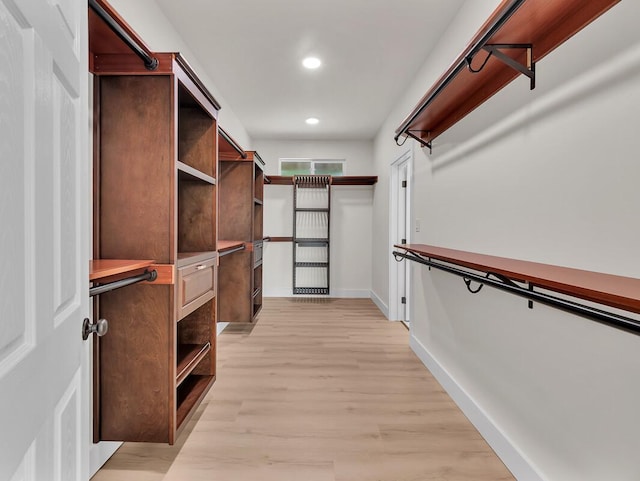 spacious closet with light wood-type flooring