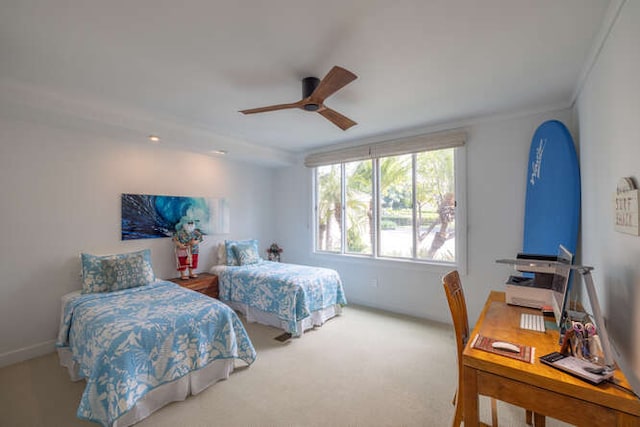 bedroom featuring carpet and ceiling fan