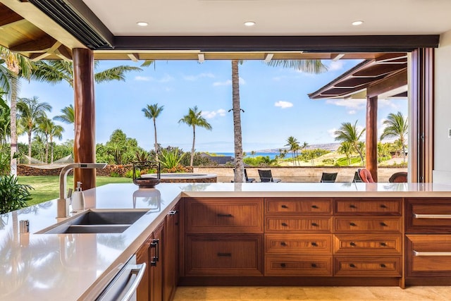 view of patio featuring sink