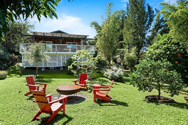 view of yard with a deck