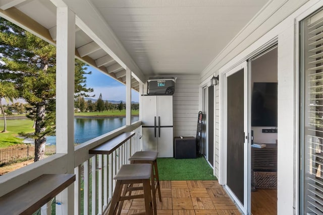 balcony with a water view