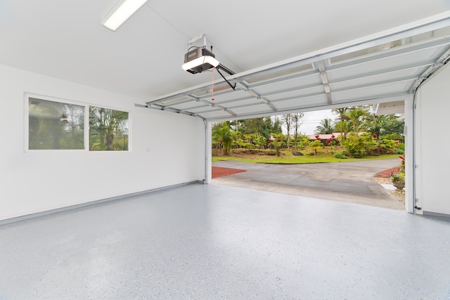 garage with a garage door opener