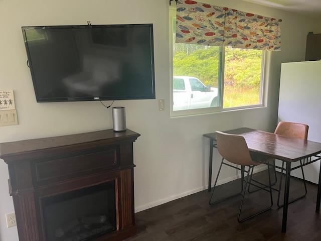 dining room with dark wood-type flooring