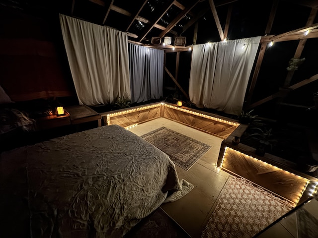 bedroom with vaulted ceiling