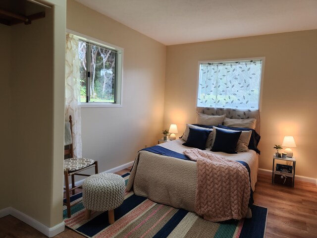 bedroom featuring wood-type flooring