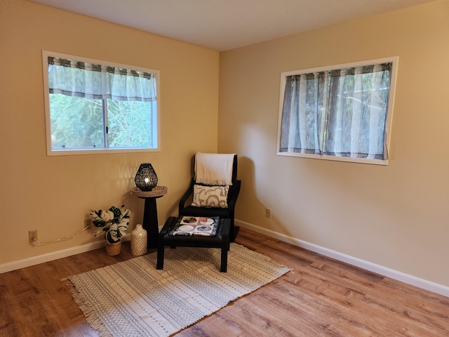 sitting room featuring light wood-type flooring