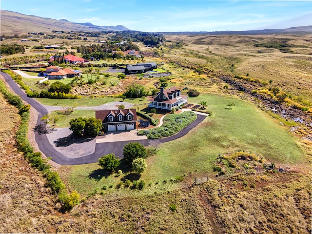 drone / aerial view with a mountain view