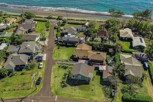 4463 Makaha Rd, Kapaa, HI 96746 - drone / aerial view featuring a water view and a beach view